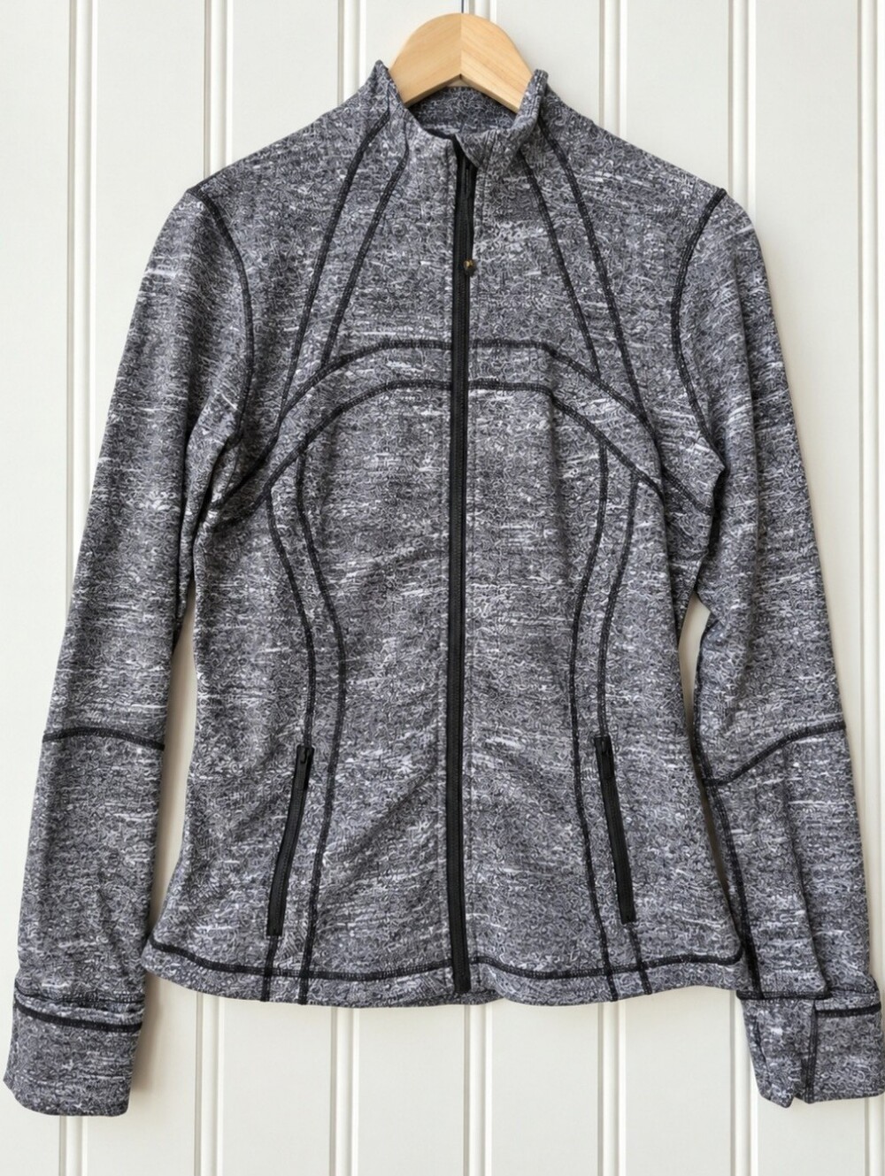 Lululemon Define Jacket Rush Jacquard Black White Size 10 W4AWJS